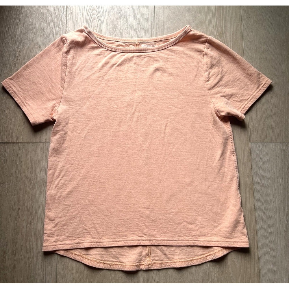 Athleta Women's T Shirt Short Sleeve Size Sm Orange Relaxed Fit Boat Neck